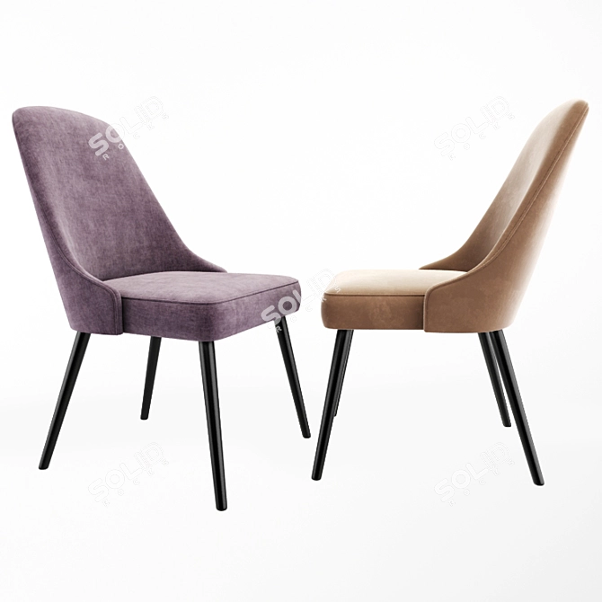 Mid-Century Upholstered Dining Chair 3D model image 2
