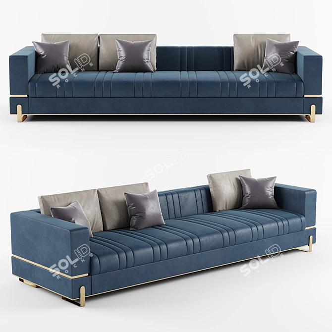 Luxury Grand 3-Seater Sofa: Elegant Design & Comfort 3D model image 1