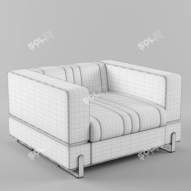 Elegant GRAND Fabric Armchair 3D model image 2