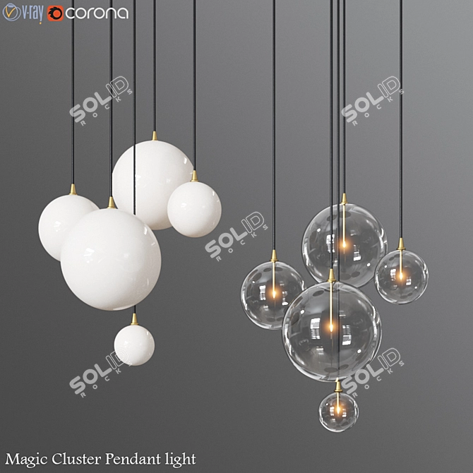 Modern Brass Pendant Light 3D model image 1