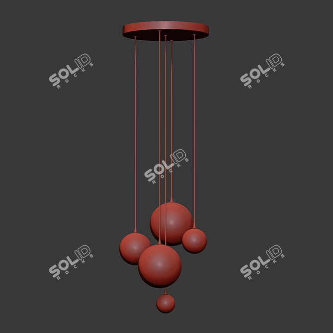 Modern Brass Pendant Light 3D model image 2