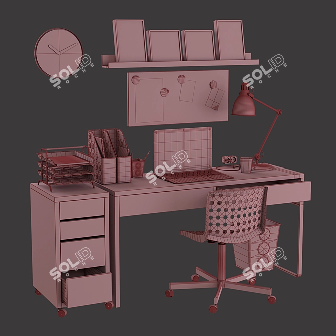 Modern White Office Furniture Set 3D model image 3