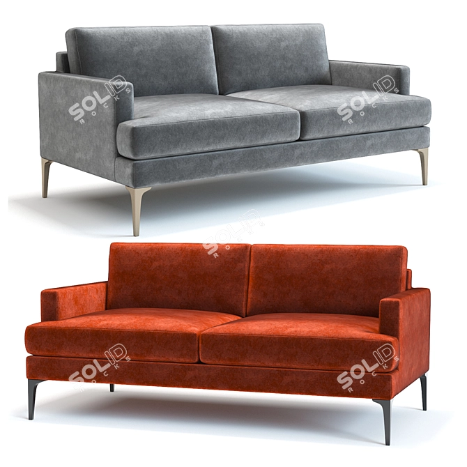 Modern West Elm Andes Sofa - 3D Model 3D model image 1