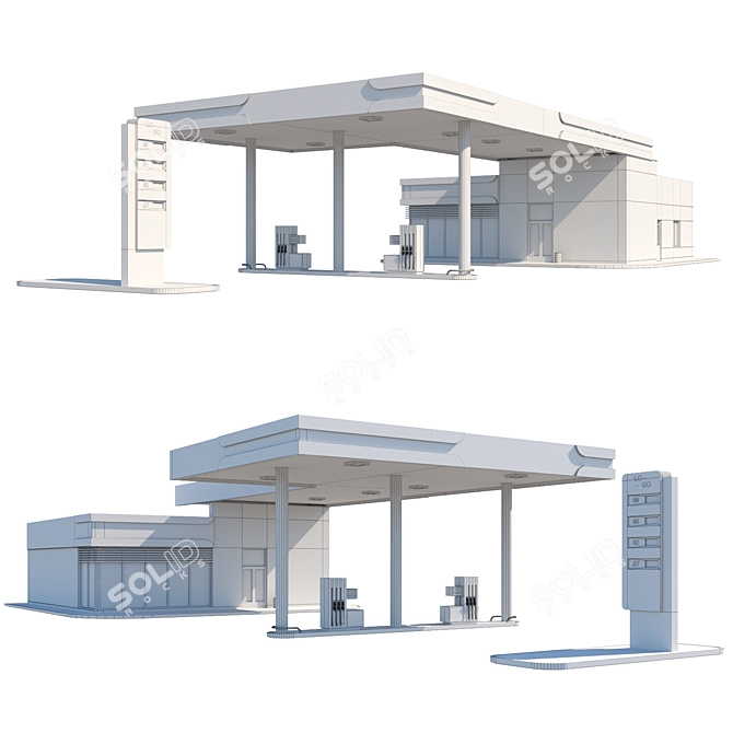 Convenient Gas Station with Shop 3D model image 3