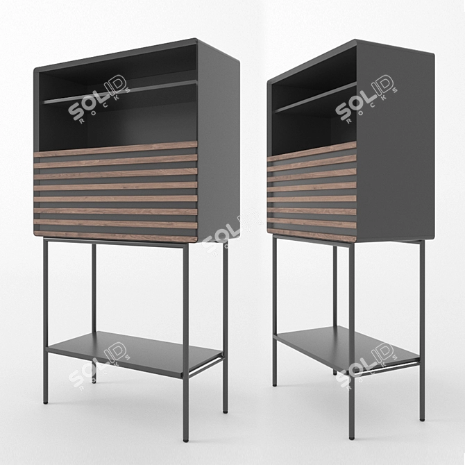 Elegant Mahon Bar Cabinet 3D model image 3