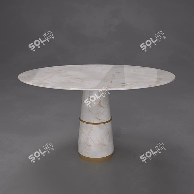 Luxury Marble and Gold Dining Table 3D model image 1