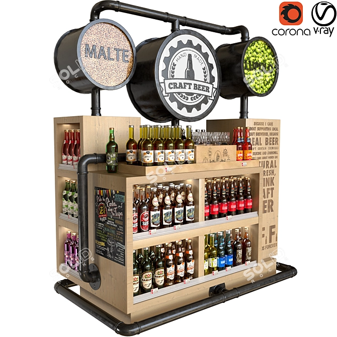 Craft Beer Exhibitor Table 3D model image 1