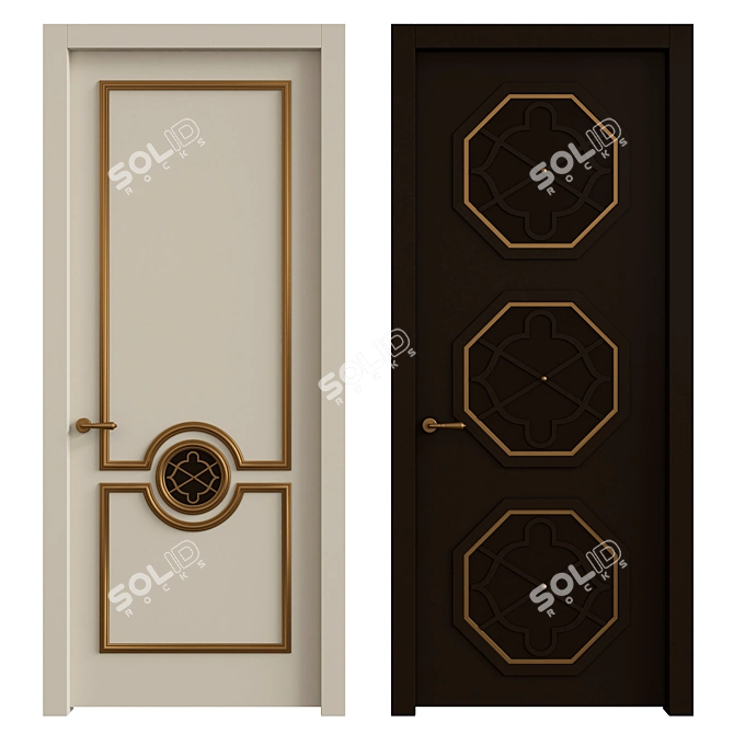 Elegant Classic Interior Doors 3D model image 1