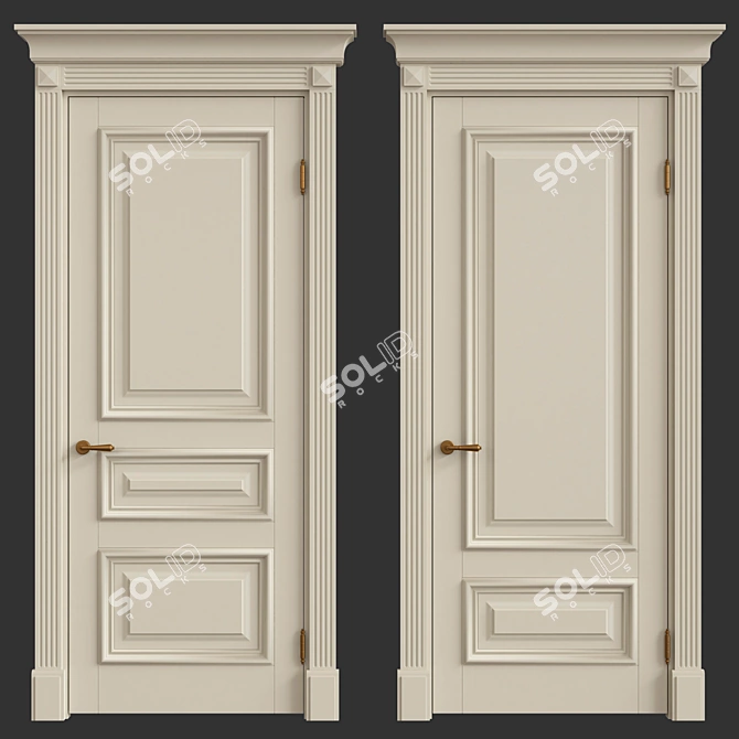 Elegant Classic Interior Doors 3D model image 1