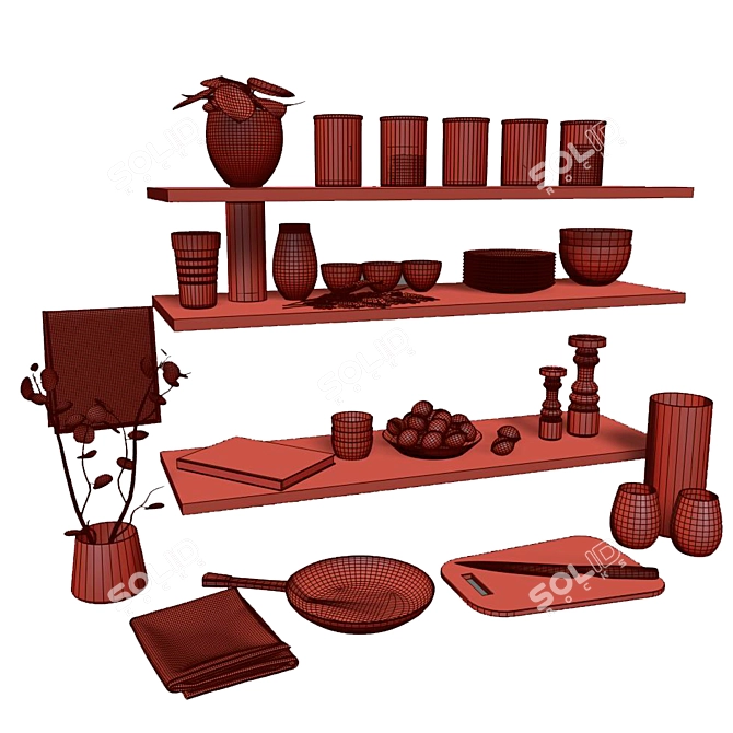 Kitchen Delights: Decorative Set 3D model image 2