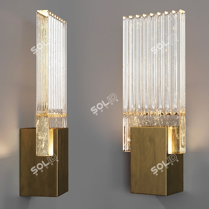 Pleated Glass Sconce: French Artistry in Lighting 3D model image 1