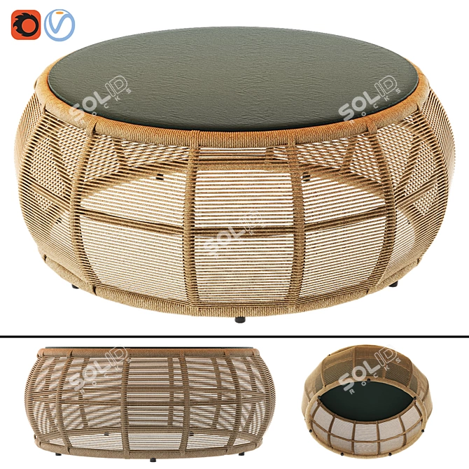 Tropical Round Wicker Garden Coffee Table 3D model image 1