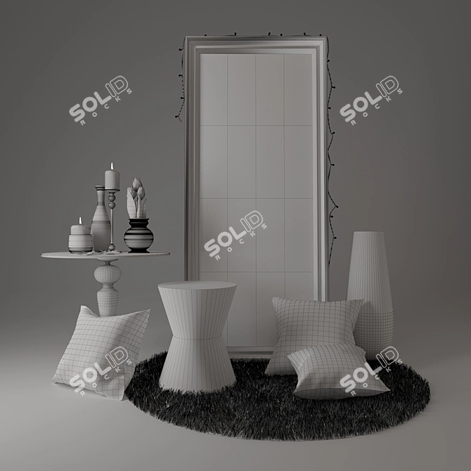 Elegant Mirror & Coffee Table Set 3D model image 3