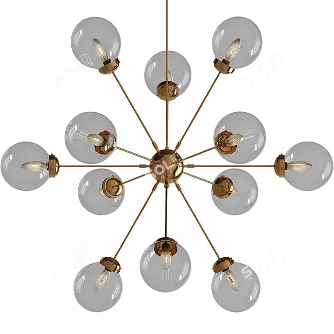 Mid-Century Ink+Ivy Gold Chandelier 3D model image 1