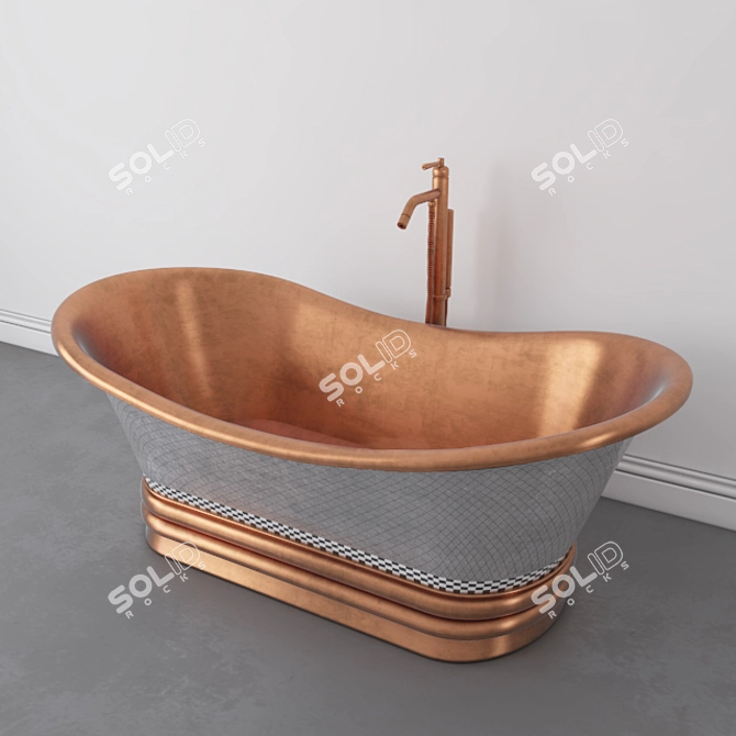 Luxurious Copper Bathtub 3D model image 1