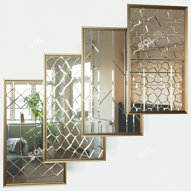 Elegant Mirror Tiles - 2100mm x 1200mm 3D model image 1