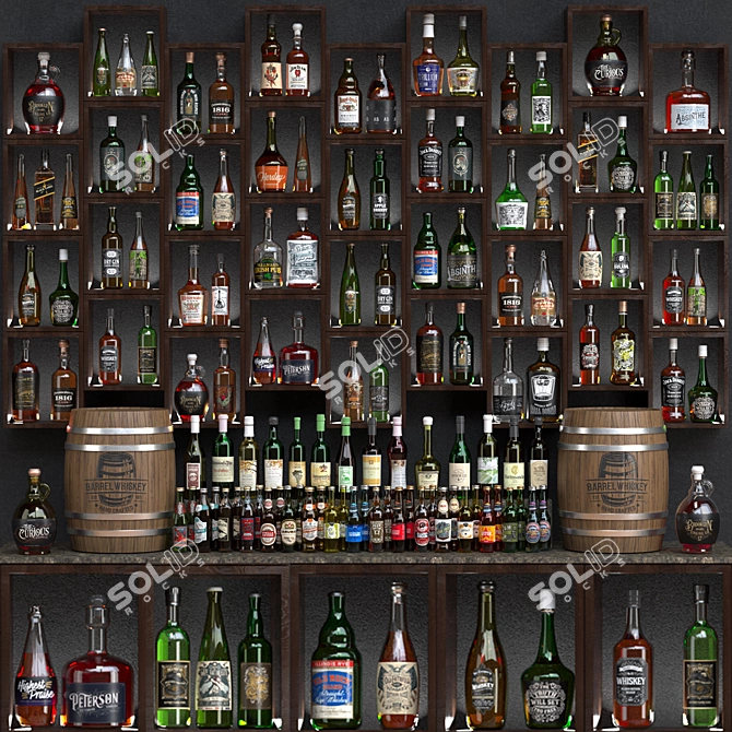 Alcohol Display Shelf Set 3D model image 1