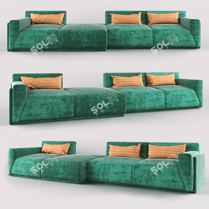 Modern Green Sofa: 3DsMax, OBJ, Corona, Vray 3D model image 1