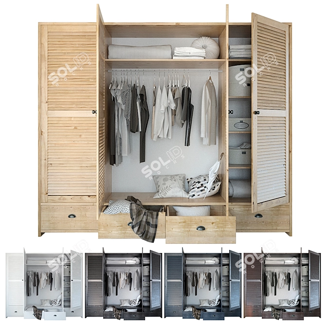 Rotating Door Wardrobe with Customizable Filling 3D model image 1