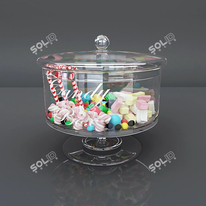 Elegant Glass Candy Box: Sweetness in Style 3D model image 1