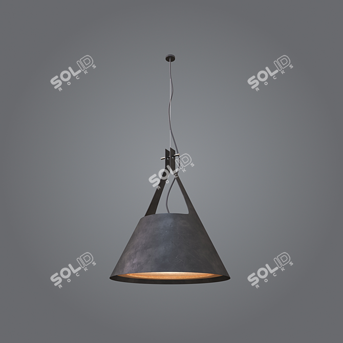 Sleek Metal and Wood Pendant 3D model image 1