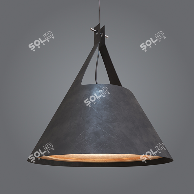 Sleek Metal and Wood Pendant 3D model image 2