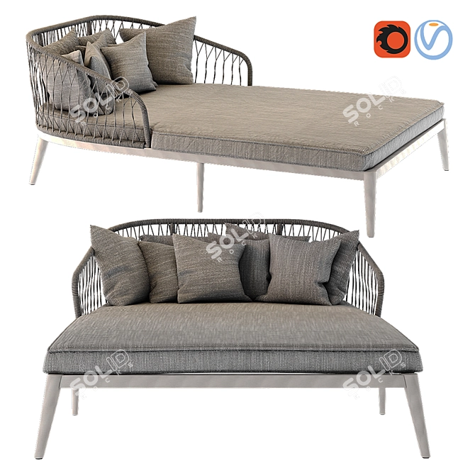 Gray Woven Cord Double Lounger 3D model image 1