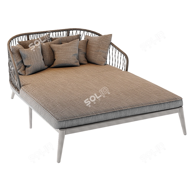 Gray Woven Cord Double Lounger 3D model image 2
