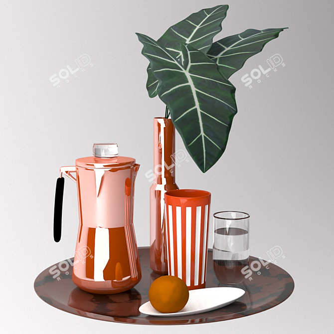 Copper Organic Dinnerware 3D model image 1