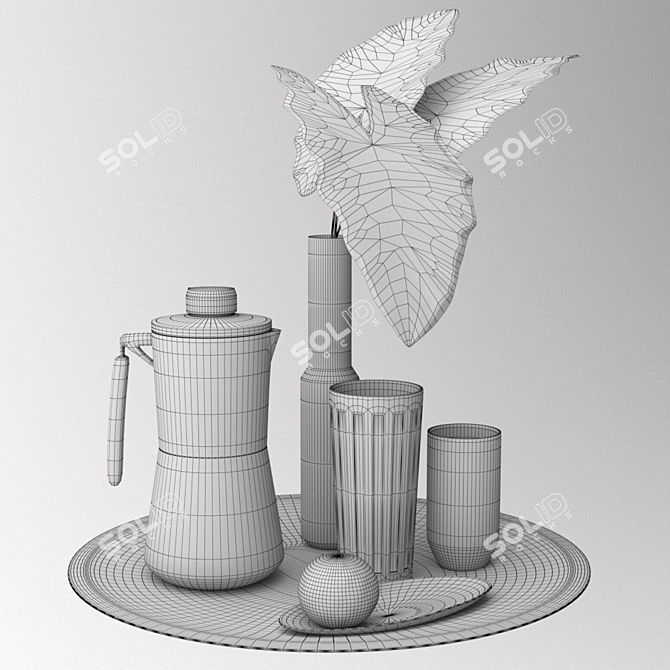 Copper Organic Dinnerware 3D model image 2