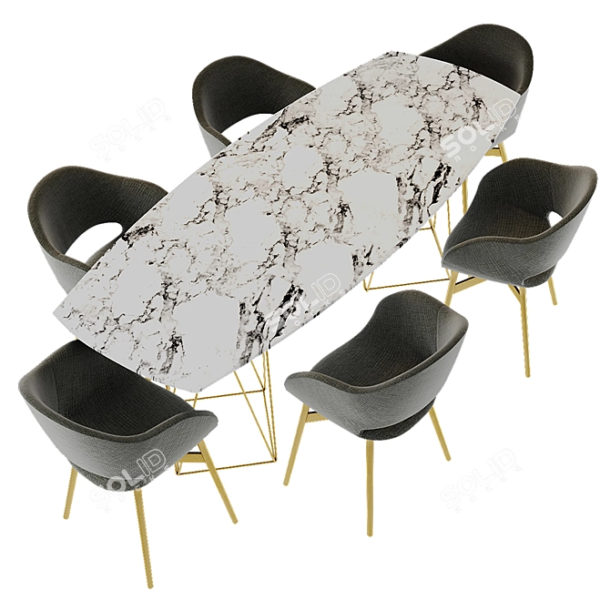 Modern Dining Set: Walter Knoll Joco Table & Busnelli Charme Chair 3D model image 2