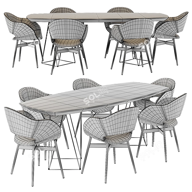 Modern Dining Set: Walter Knoll Joco Table & Busnelli Charme Chair 3D model image 3