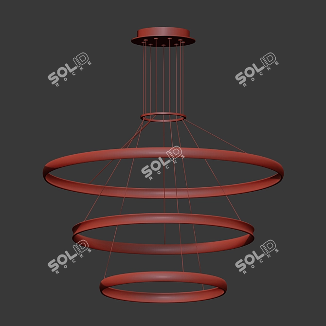 Nordic Brass Ring Pendant Chandelier 3D model image 2