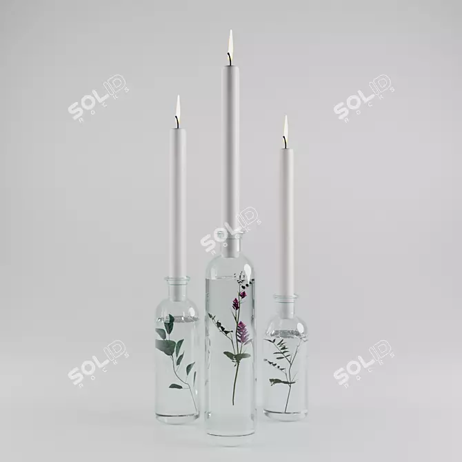 Aquatic Botanical Candles 3D model image 1