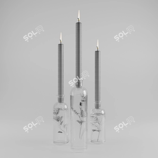 Aquatic Botanical Candles 3D model image 2