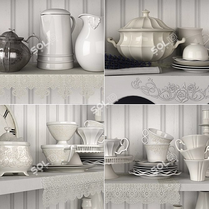 Elegant Provence Decor Set 3D model image 2