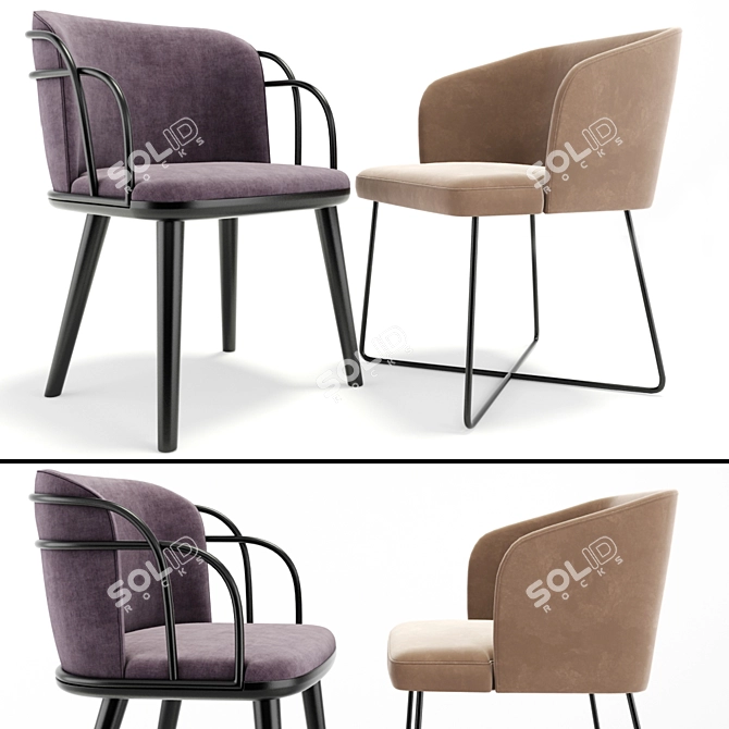 Stylish Modrest Stelle and Arven Chair - Mid Century Elegance 3D model image 1