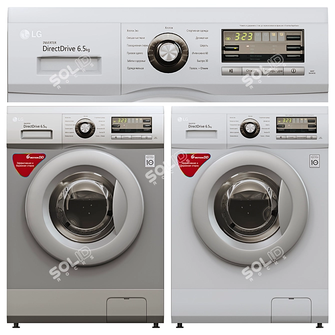 Slim & Steam: LG F1096ND3 Washing Machine 3D model image 1