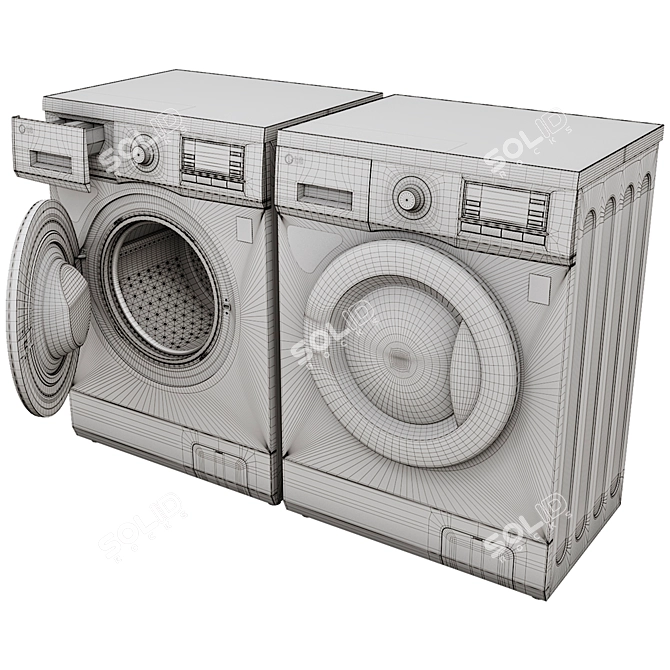 Slim & Steam: LG F1096ND3 Washing Machine 3D model image 3