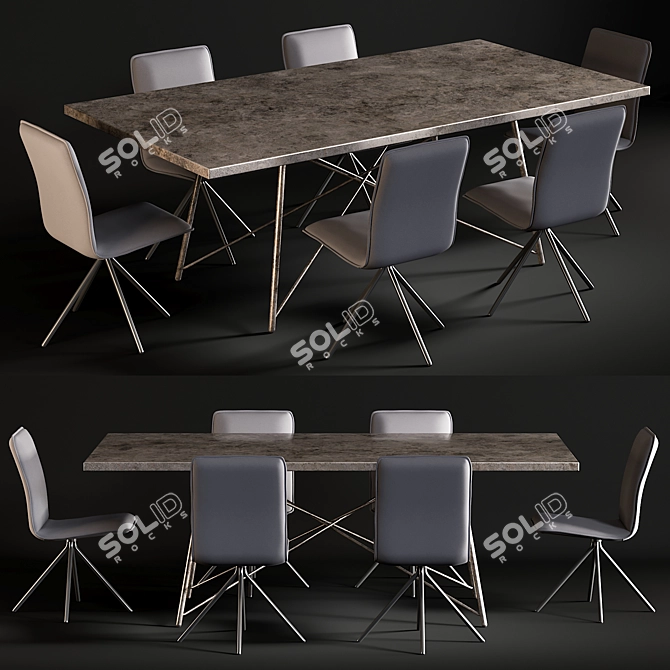 Elegant Roman Iron Dining Set 3D model image 1