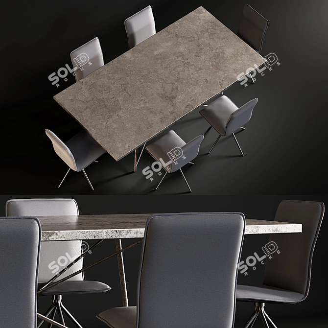 Elegant Roman Iron Dining Set 3D model image 2