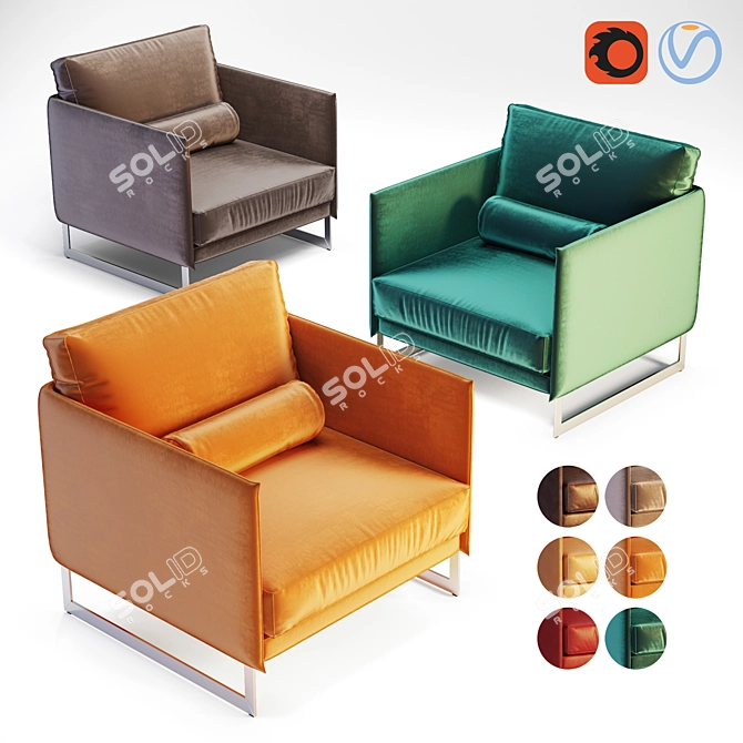 Saba Livingston Velvet Armchair 3D model image 1