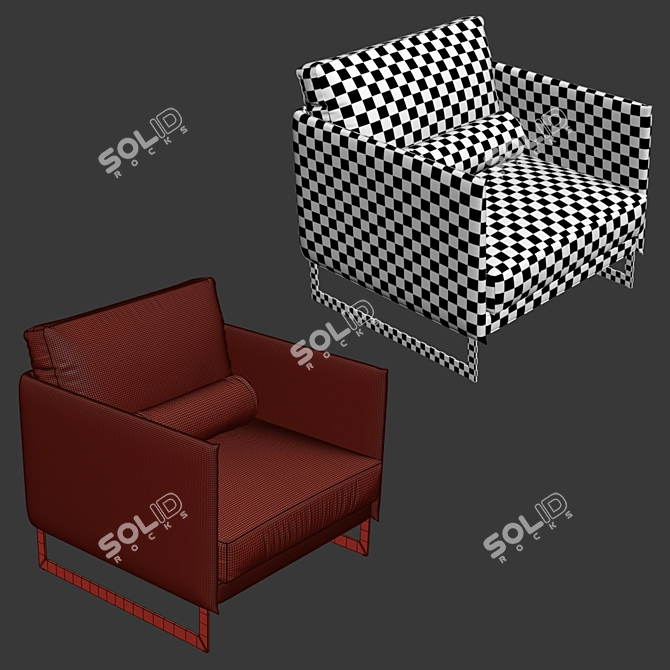 Saba Livingston Velvet Armchair 3D model image 3