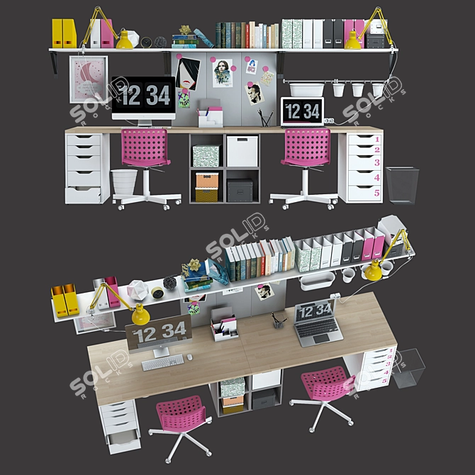 Stylish IKEA Work Zone Set 3D model image 2