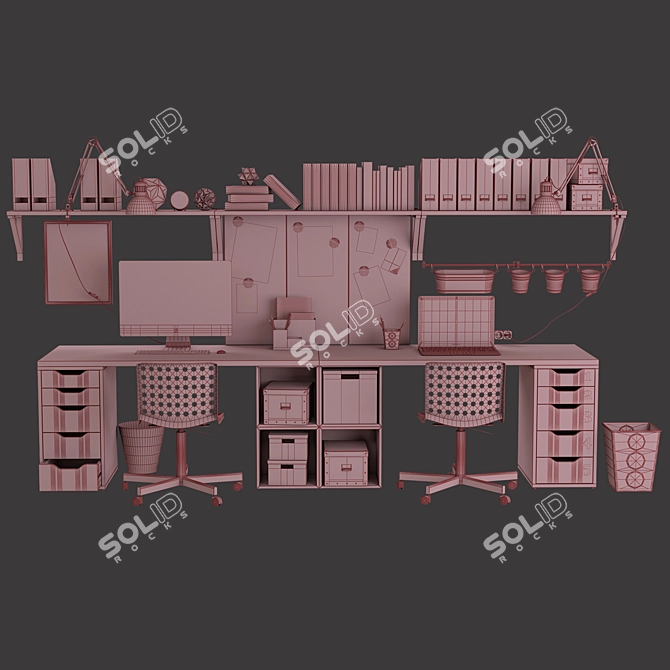 Stylish IKEA Work Zone Set 3D model image 3