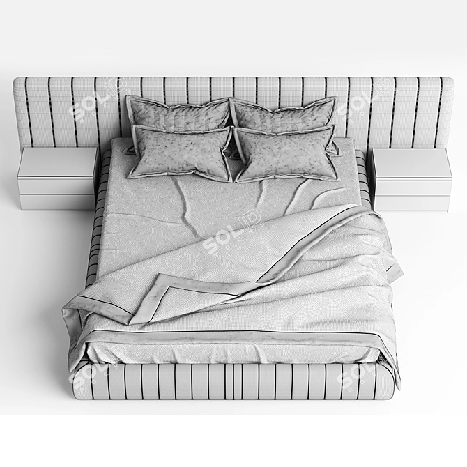 Sleek Slumber: Modern Bed 3D model image 3