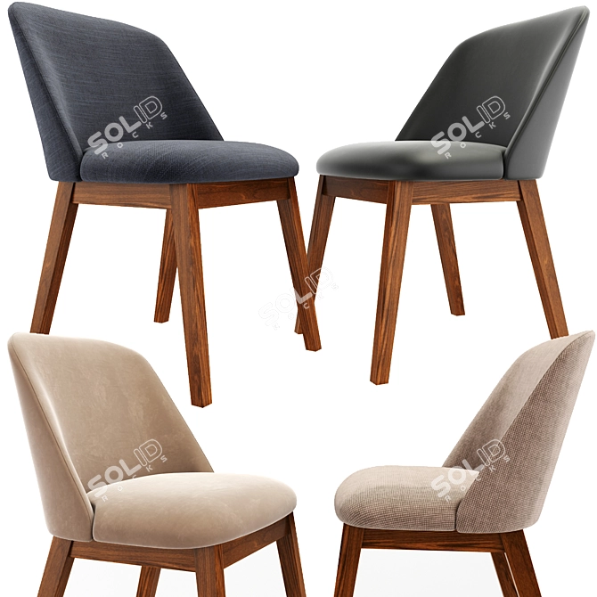 Sleek Coco Dining Chair in Coco Brown 3D model image 1