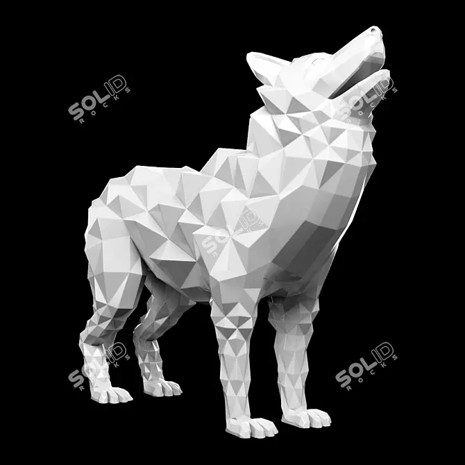 Modern Wolf Statue Sculpture 3D model image 1