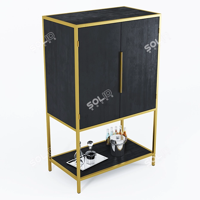 Elegant Black Bar Cabinet by Crate and Barrel 3D model image 1