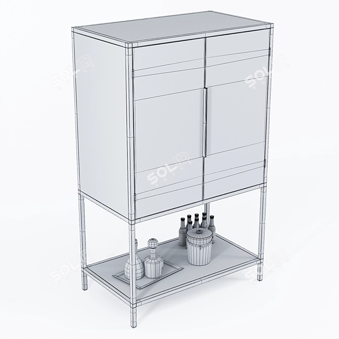 Elegant Black Bar Cabinet by Crate and Barrel 3D model image 3